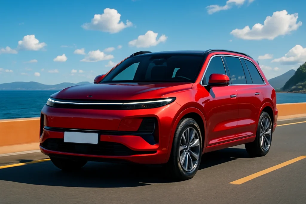 Professional inspection of a Chinese electric vehicle at an auction - NAVILINE expert examines the battery and body