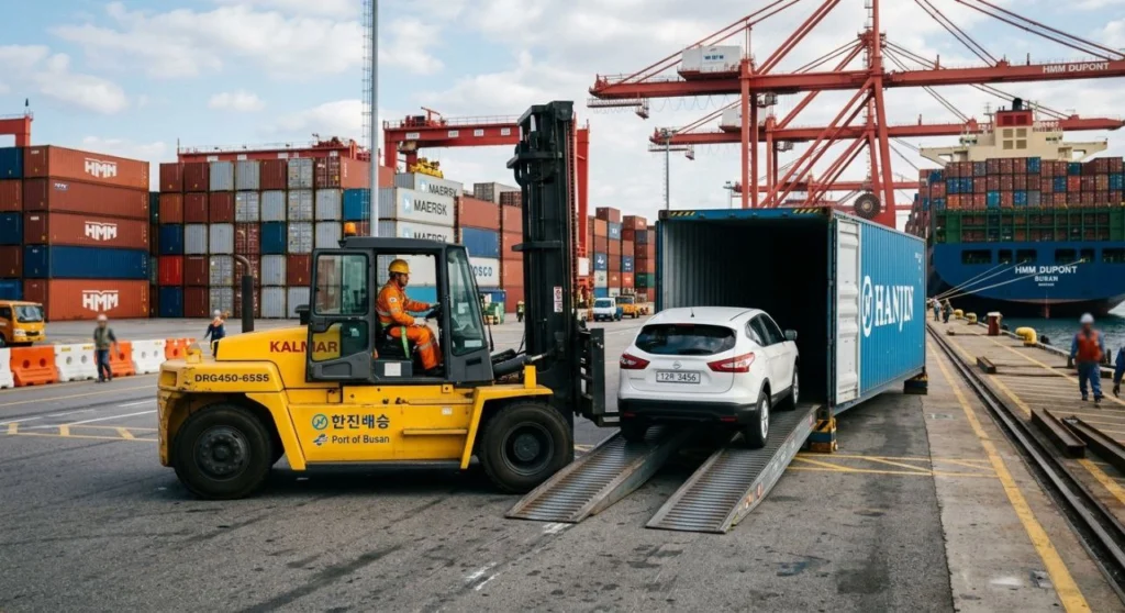 Inspection of a Mercedes-Benz from a Korean auction by NAVILINE experts before delivery to Ukraine